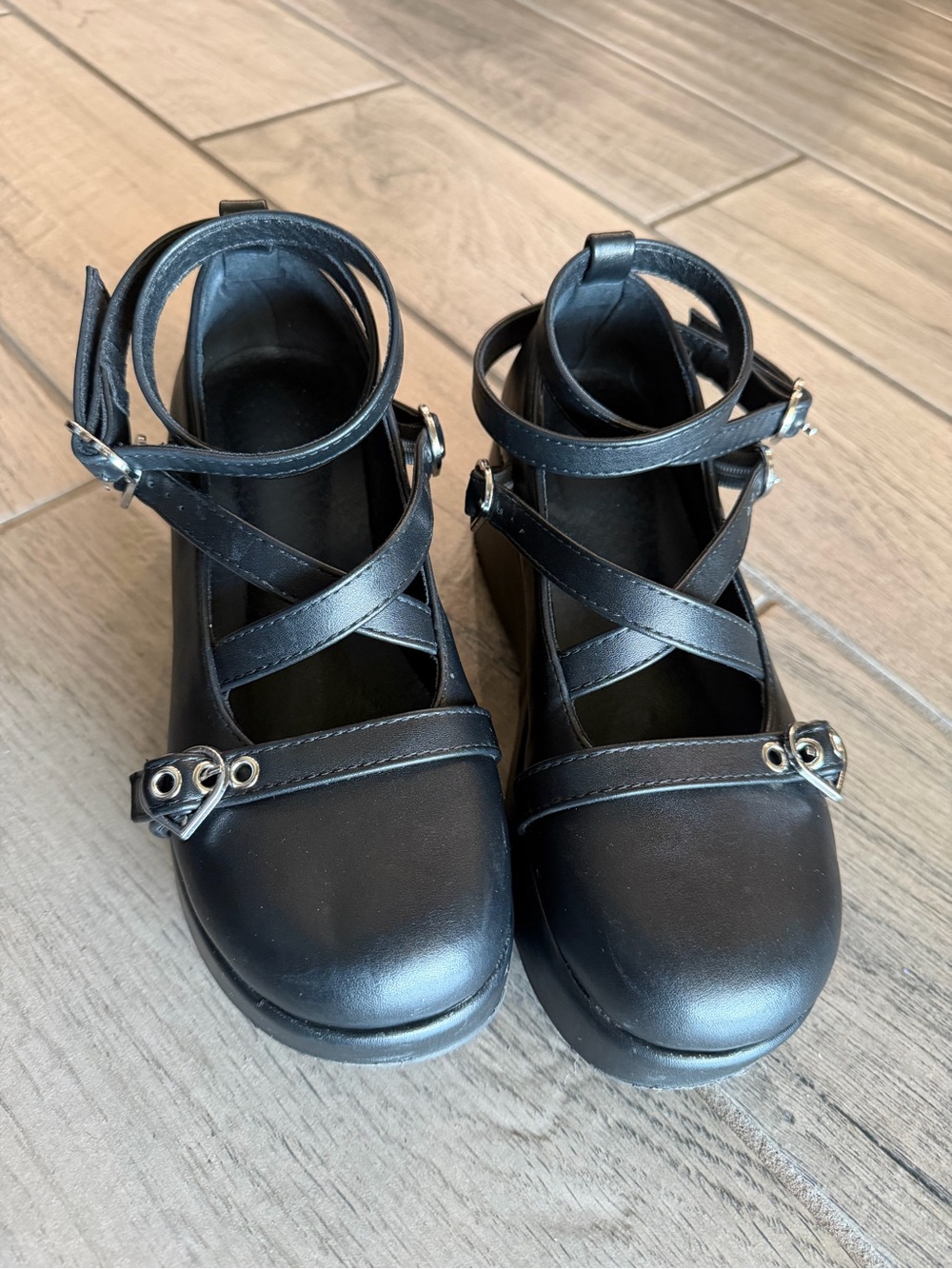 Demonia Black Crisscross Ankle-Strap Heels